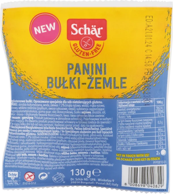 Bezgluténové paniny žemle 130g Schär