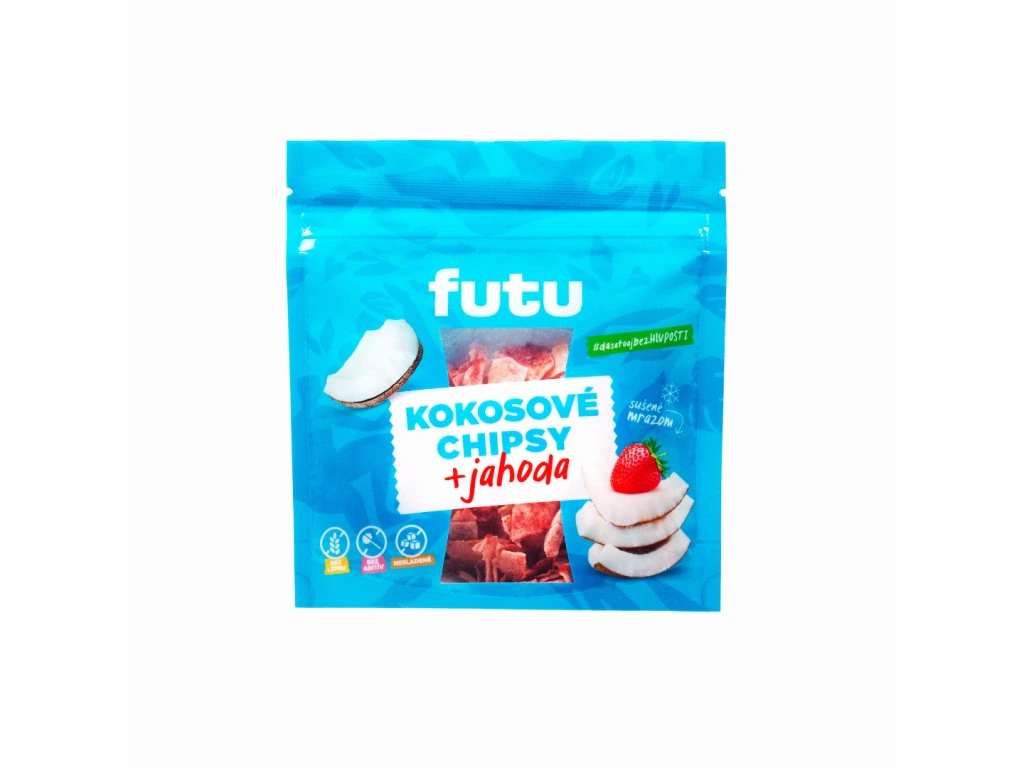 Kokosové chipsy s jahodami 40g Futu