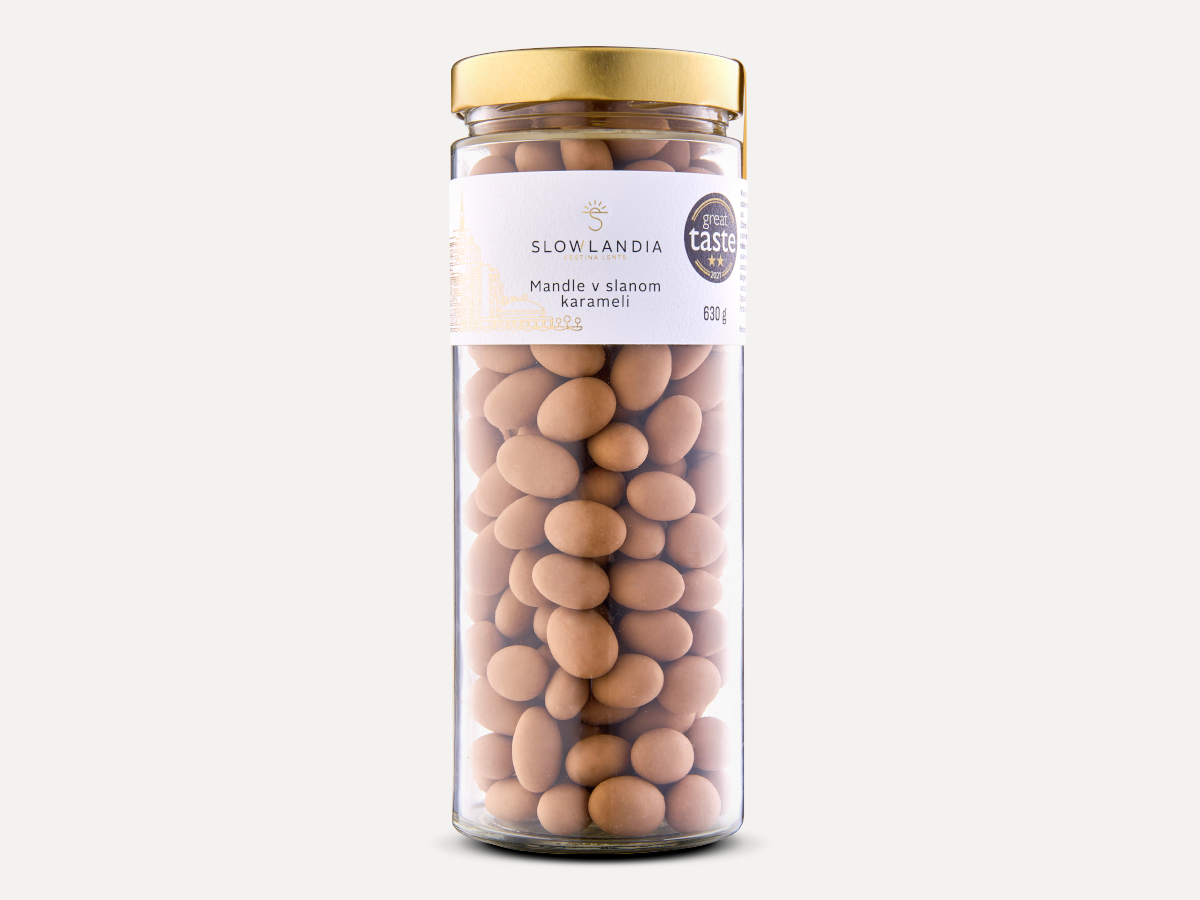 Mandle v slanom karameli, bez lepku, 630 g
