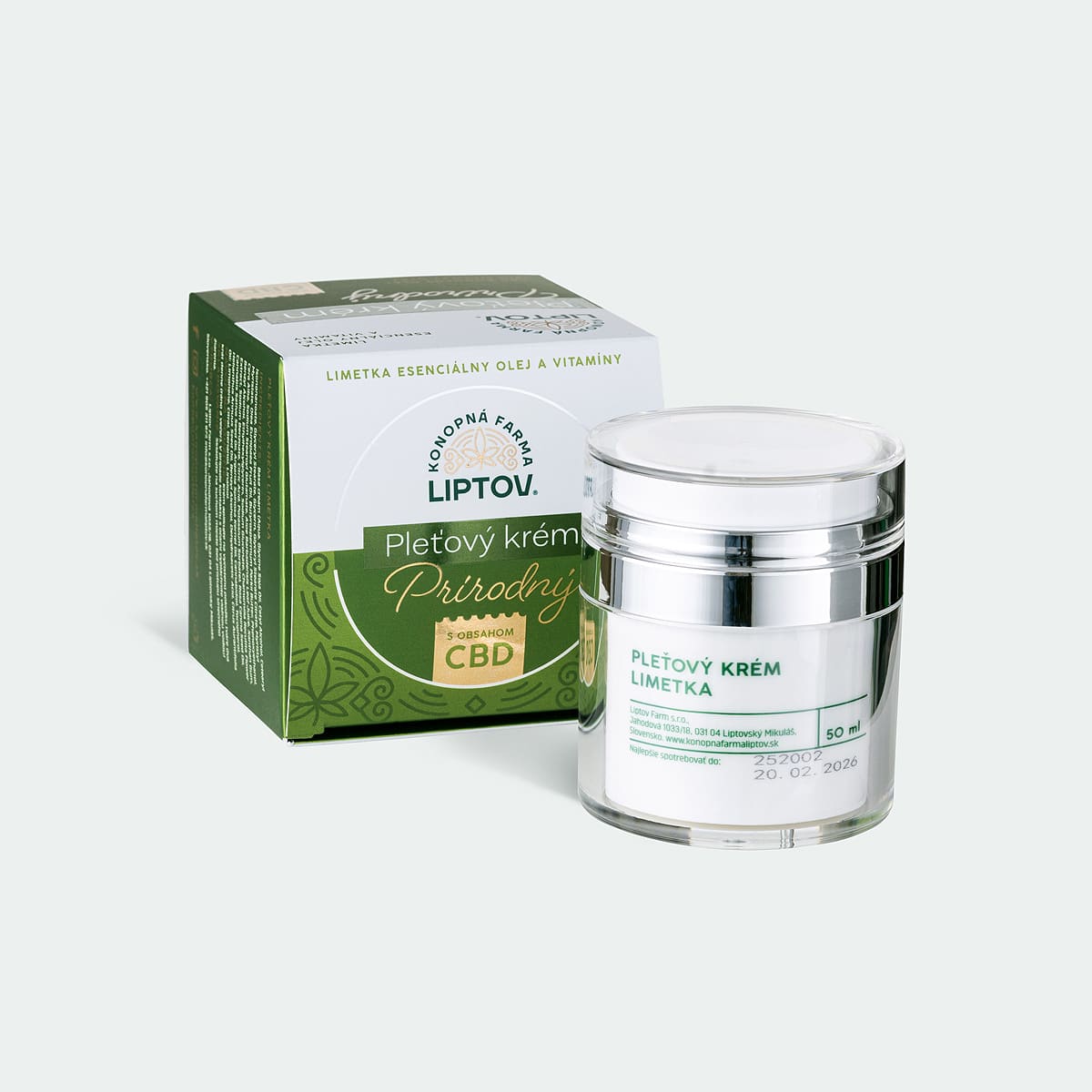 Krém CBD na tvár 50ml s limetkou Konopná farma Liptov