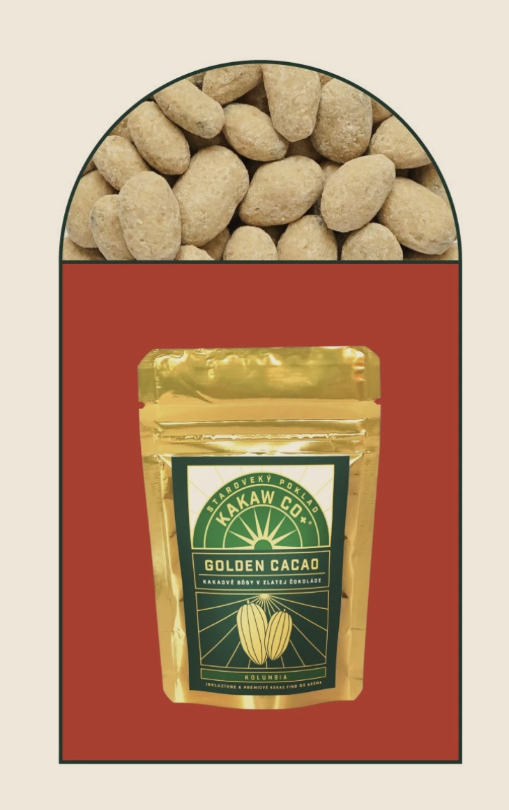 Bôby kakaové obalené v zlatej čokoláde - Golden Crunchy Cacao 75g - Kakawco+