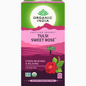 Tulsi Sladká ruža, porciovaný čaj 25 vreciek 40 g Organic India Altevita